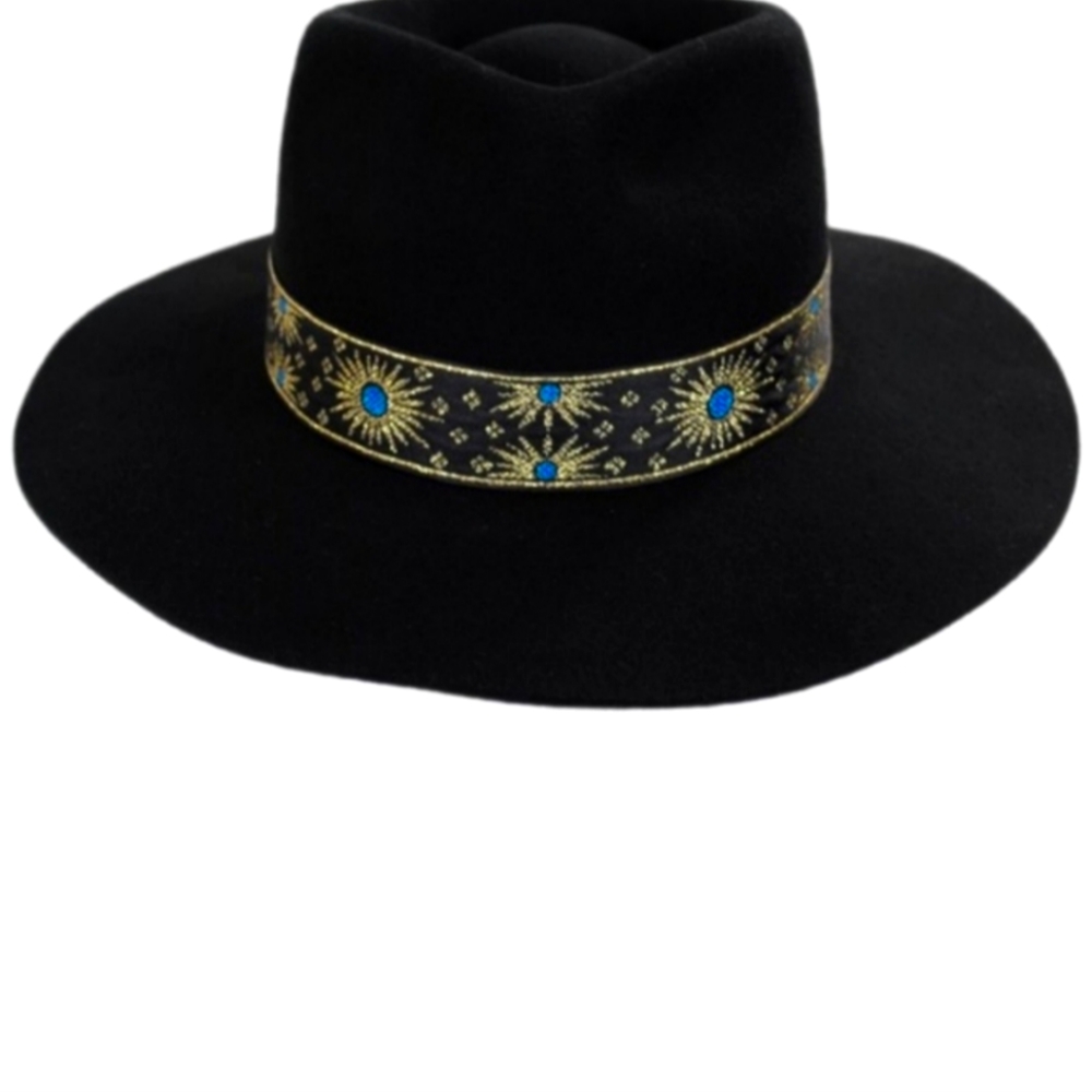 Lack Of Color Blue and Black Fedora Hat